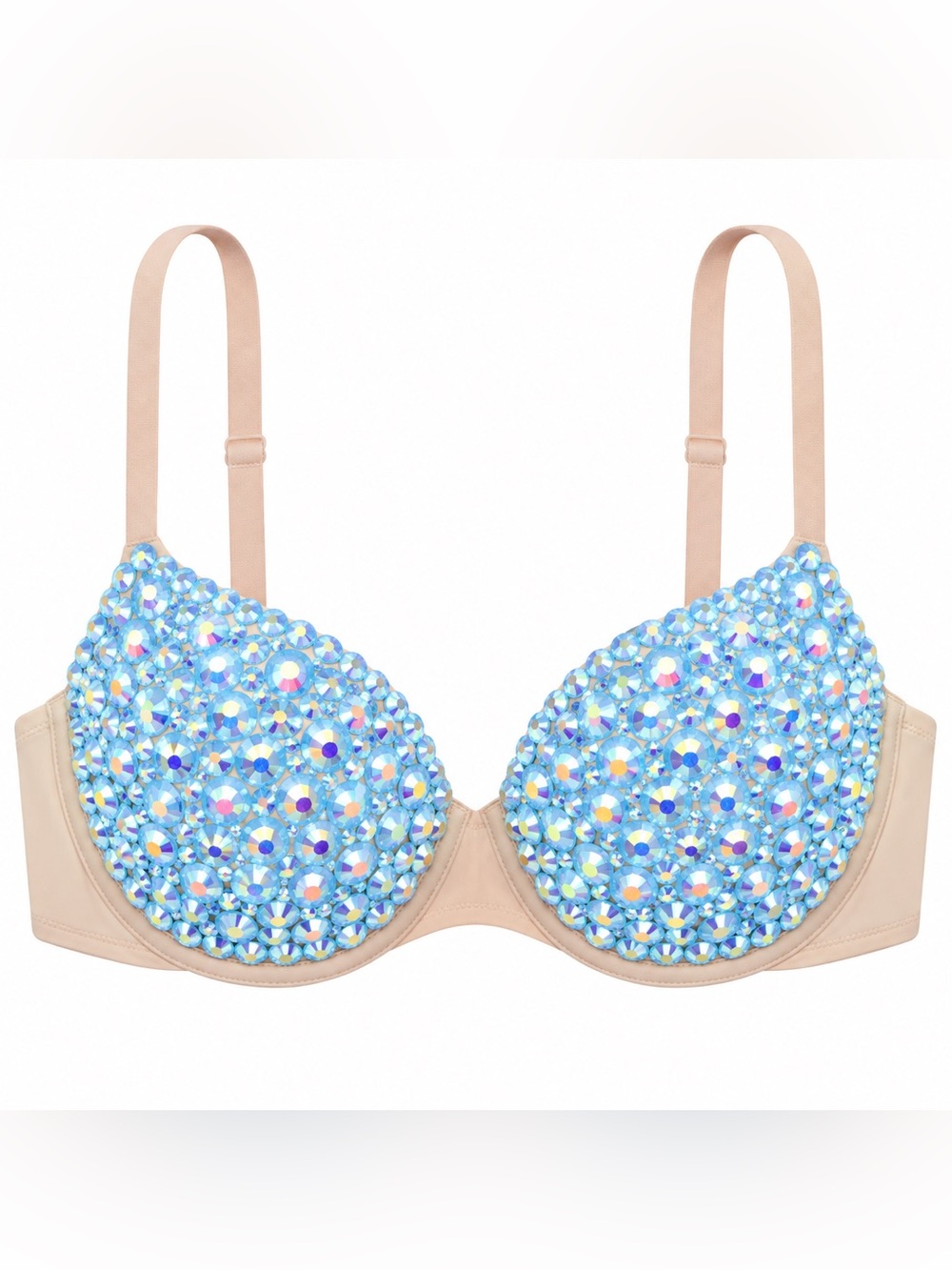 Light Blue AB Iridescent Jelly Rhinestone Sparkly Bra Limited Special